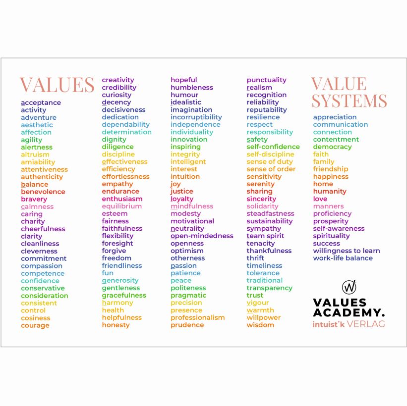 Values List Basic ALL VALUES (colourful) - List of values